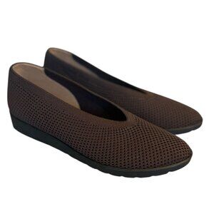 Eileen Fisher Heaven Women's 7 Brown Stretch Slip On Wedge Ballet Flats Shoes